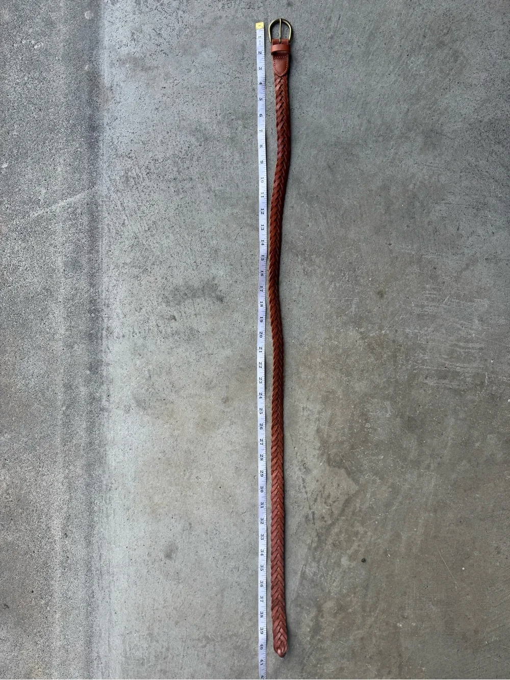 J. Crew Braided Leather Belt in Rich Brown Cognac with Brass Buckle XS/S 40”
